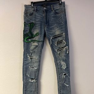 Amiri jeans, Python Leather Repair, Snake patch